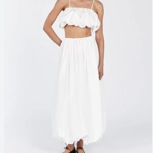 DISSH MONTY WHITE BUBBLE MIDI SKIRT